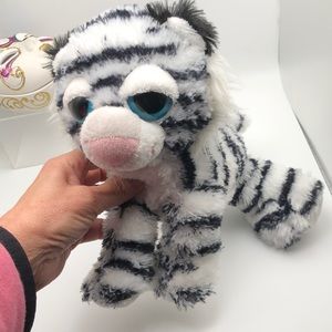 Stuffed Animal: Aurora-Black/White Stripe Tiger Cat, Huge Blue Dreamy Eyes Toy